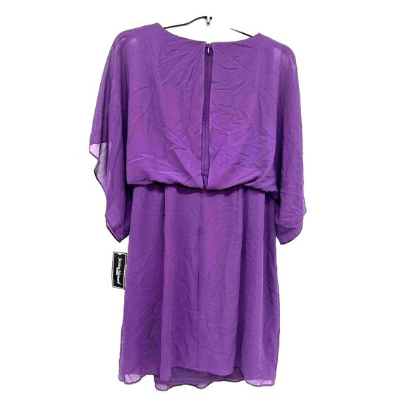 NWT Sz 14 Jessica Howard Purple Faux Wrap Dress. Belt Has Rhinestone Rings. - Picture 3 of 6